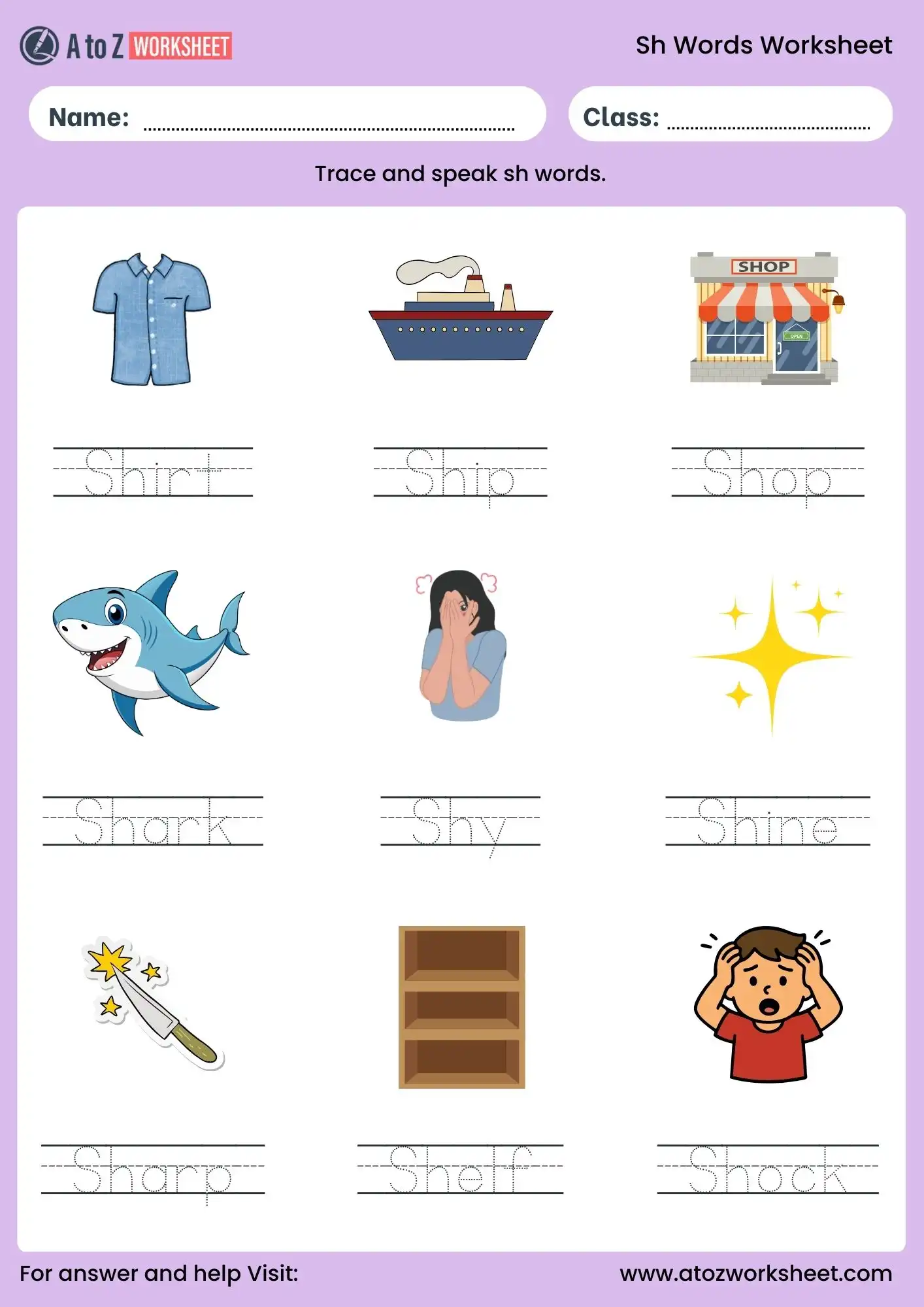 sh words worksheet tracing preschool kindergarten grade 1