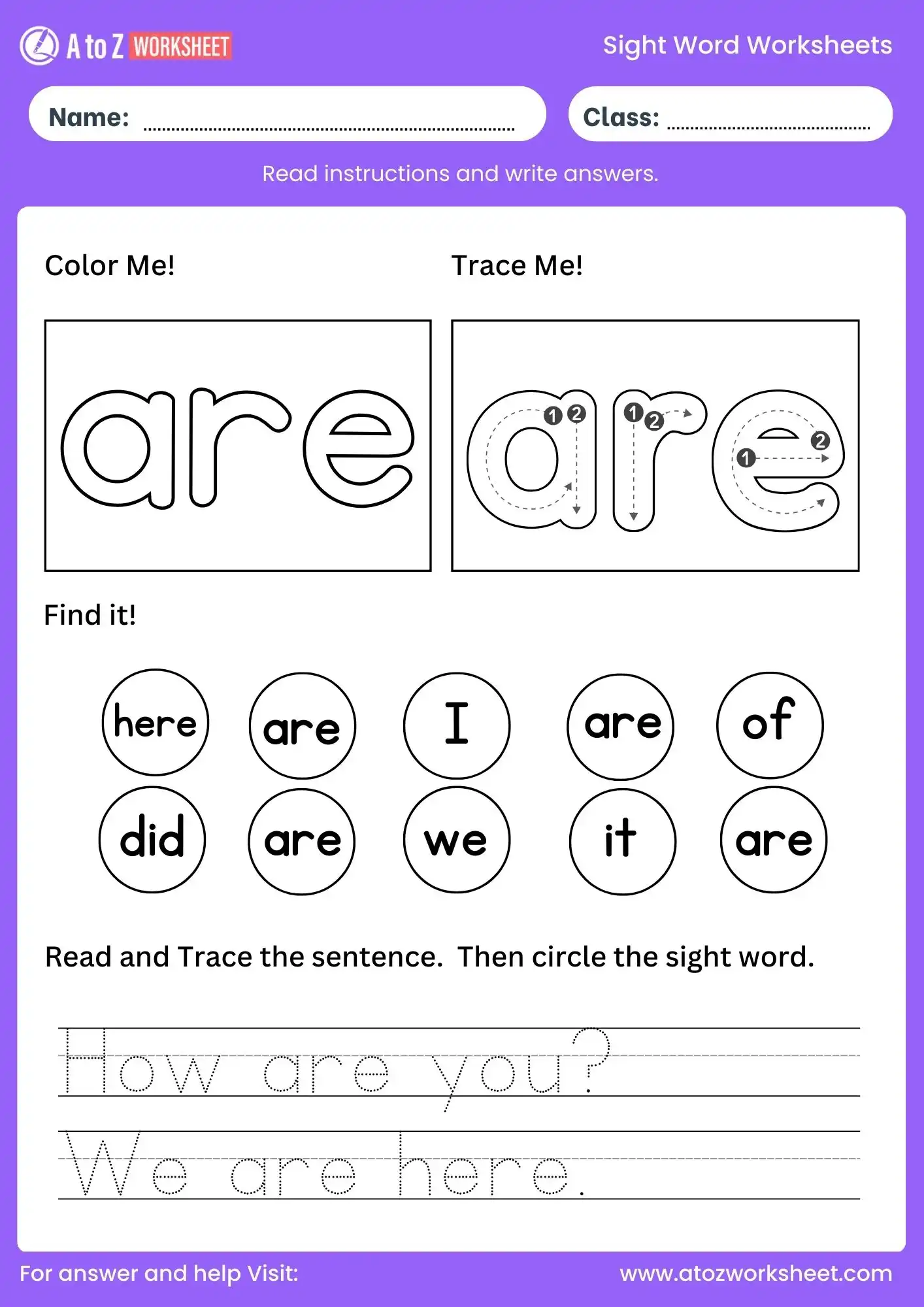 sight word worksheets are for grade 1 and grade 2