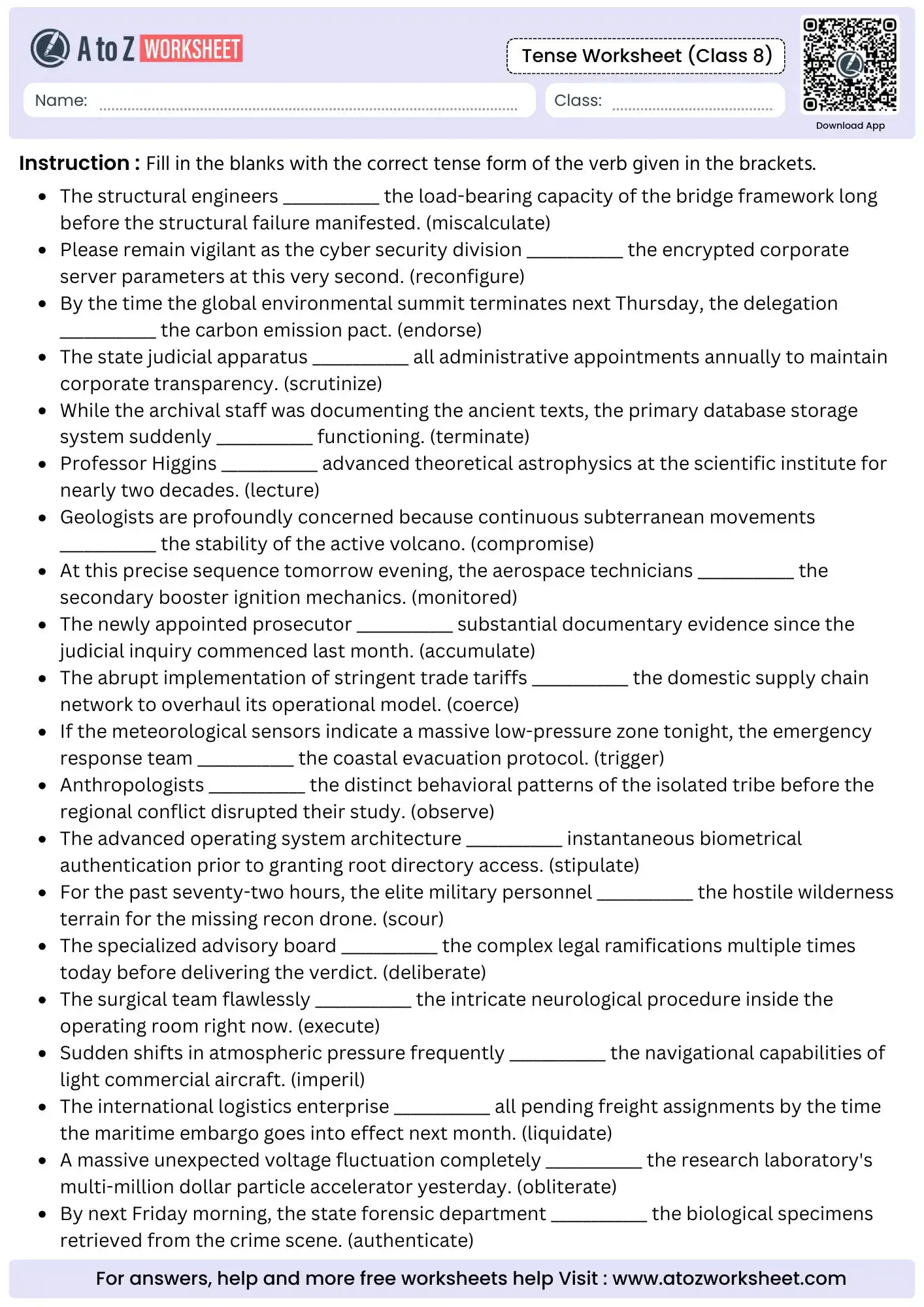 context driven sentence completion using bracketed base verbs inside tenses worksheets for class 8