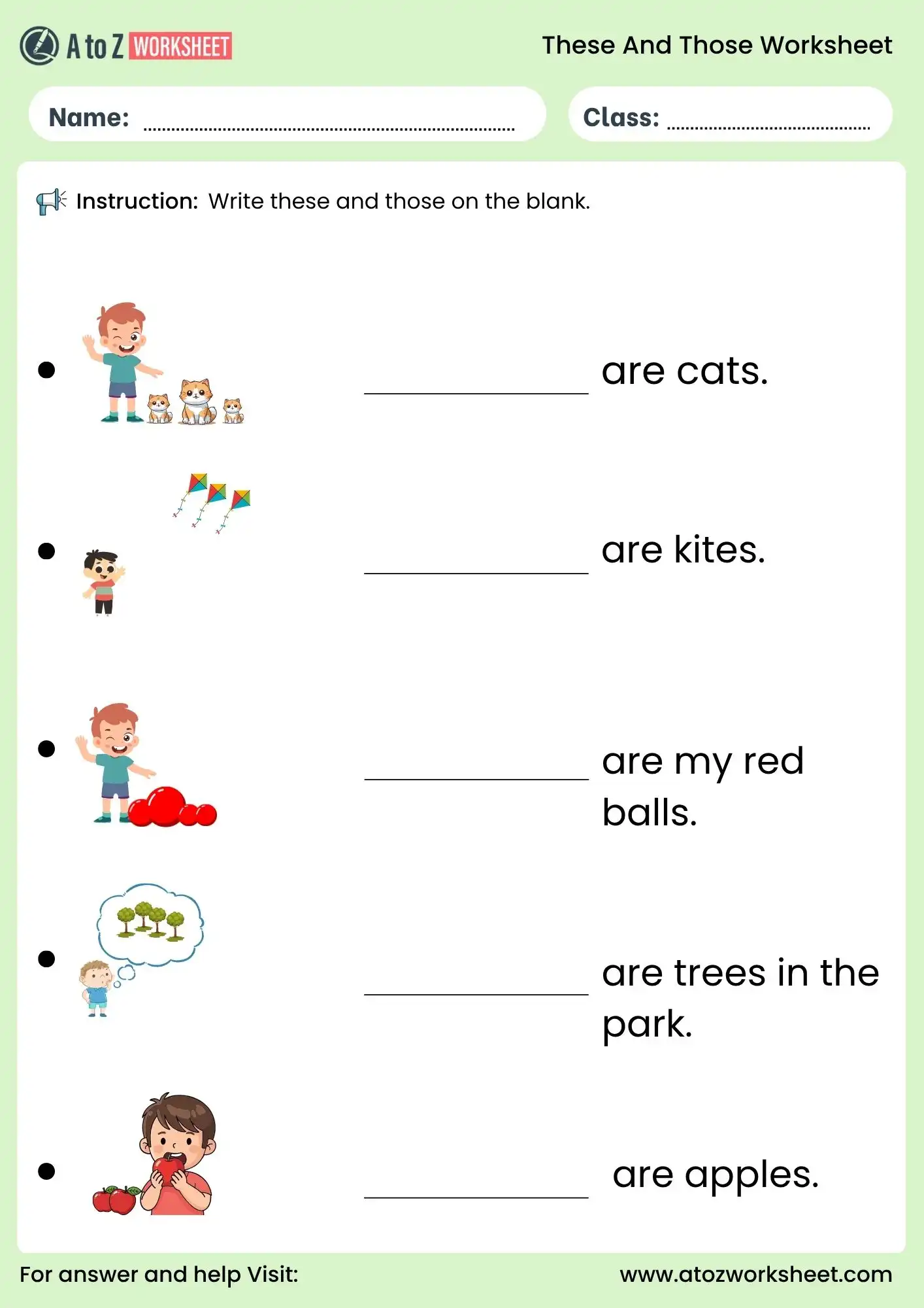 these and those worksheet for class 1 fill in the blanks