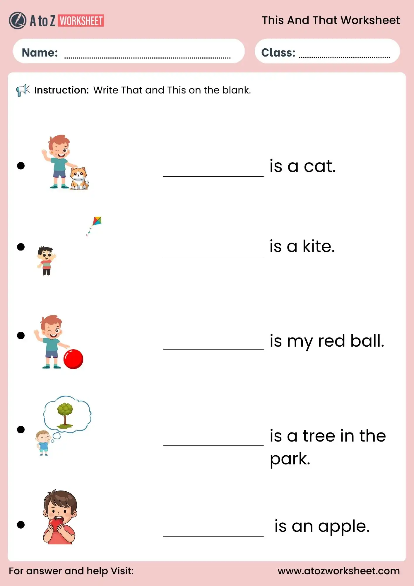 this and that worksheet for class 1 fill in the blanks