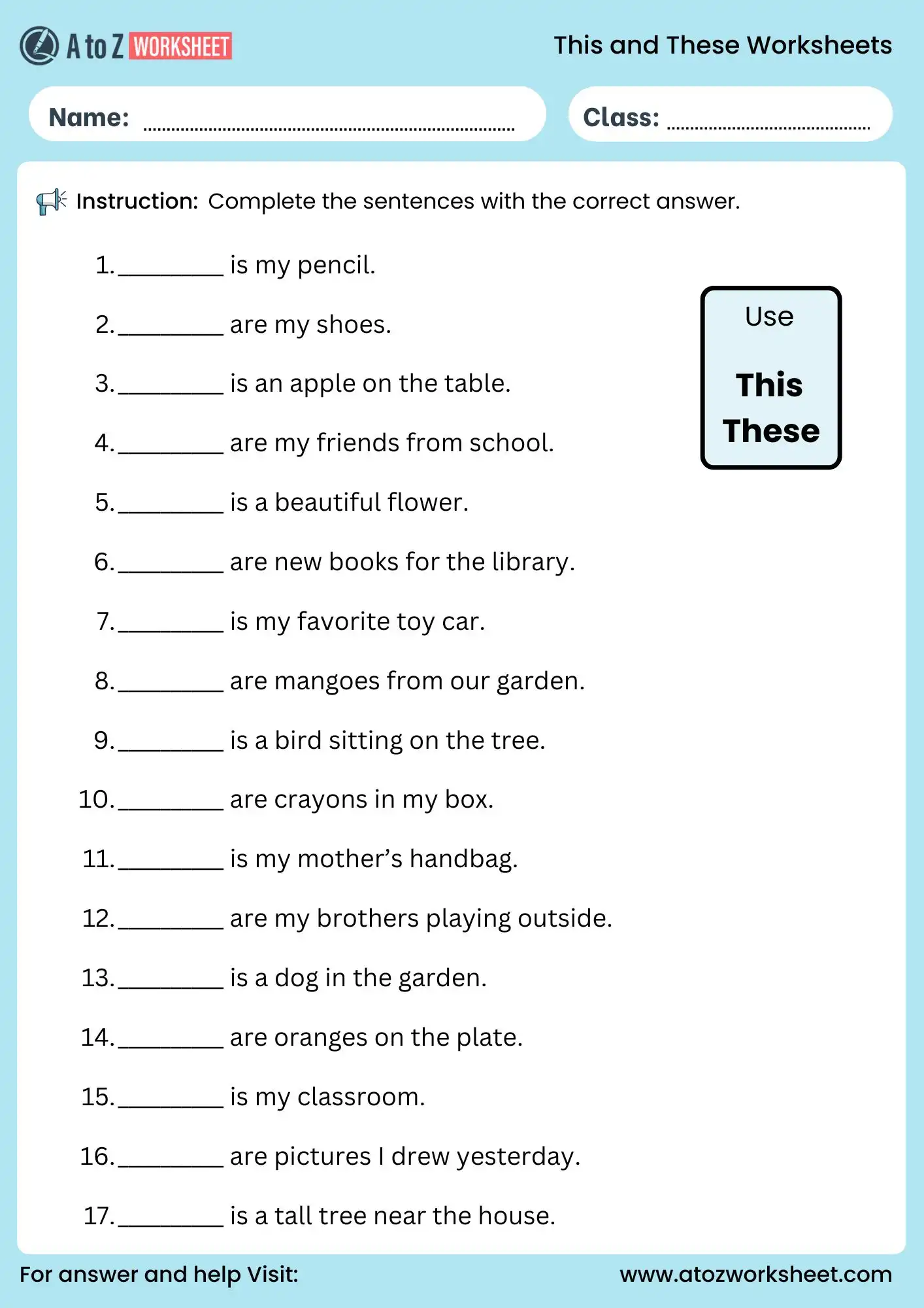 this and these worksheets with answers for ukg and class 2 students