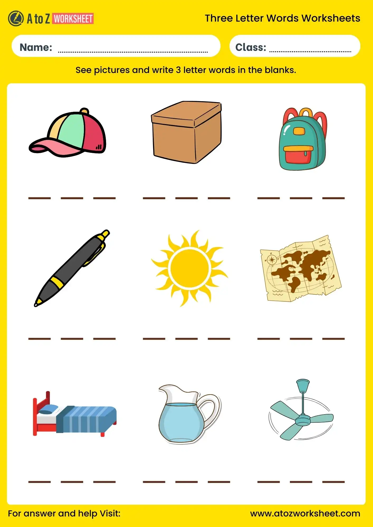 three letter words worksheets with answers kindergarten grade 1