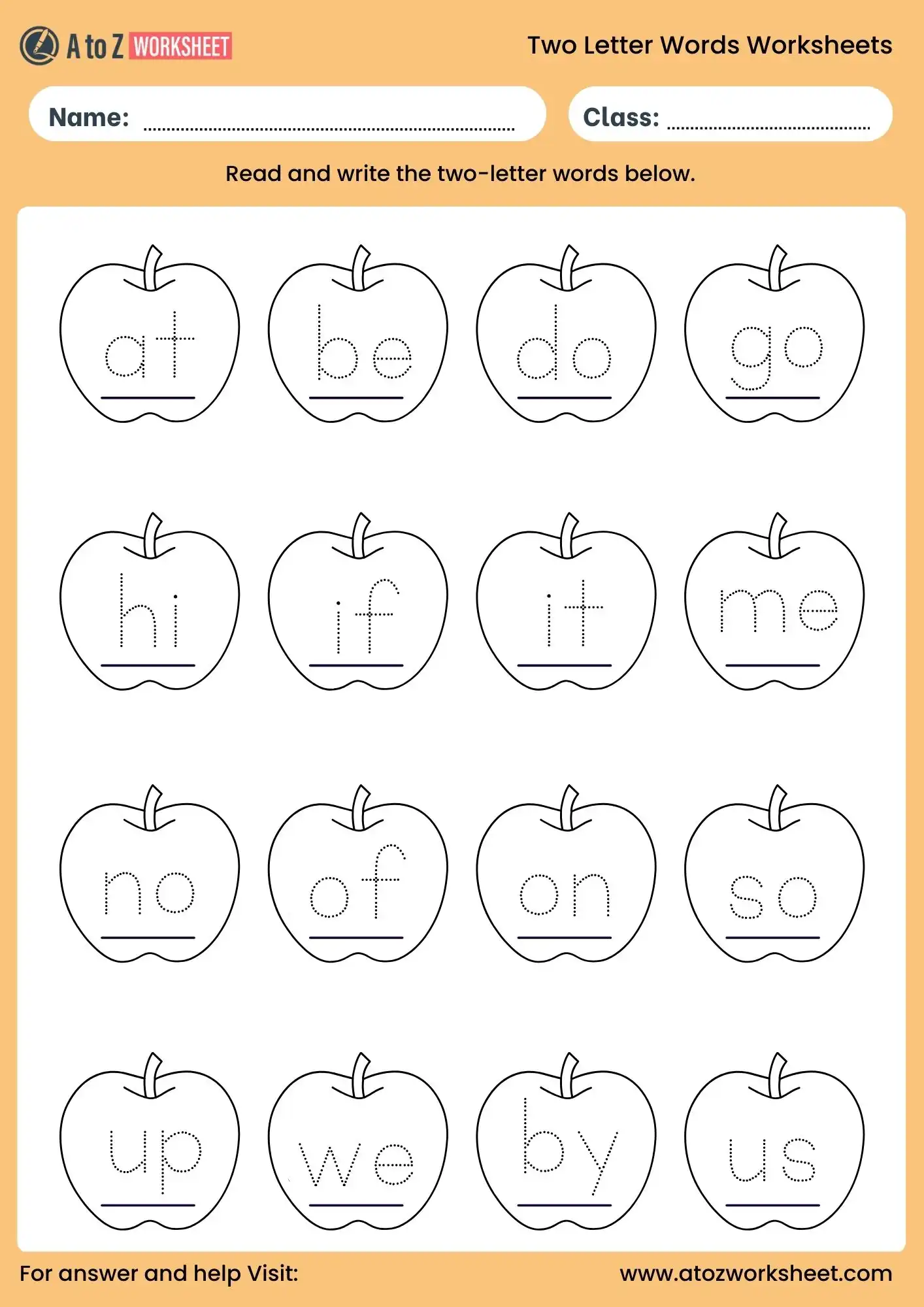 two letter words worksheets for ukg and grade 1