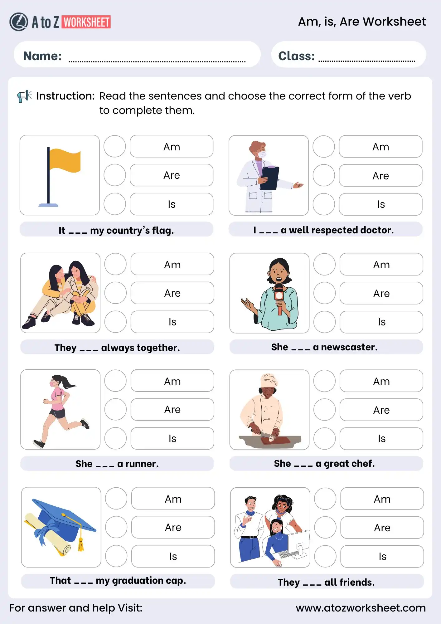 use of is am are worksheet for class 1 to class 5 grammar activity