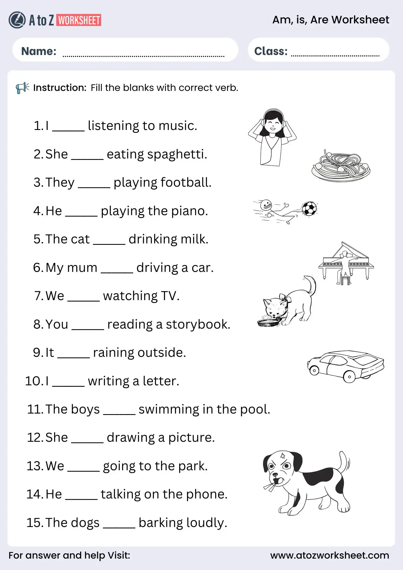use of is am are worksheet multiple choice grammar for students