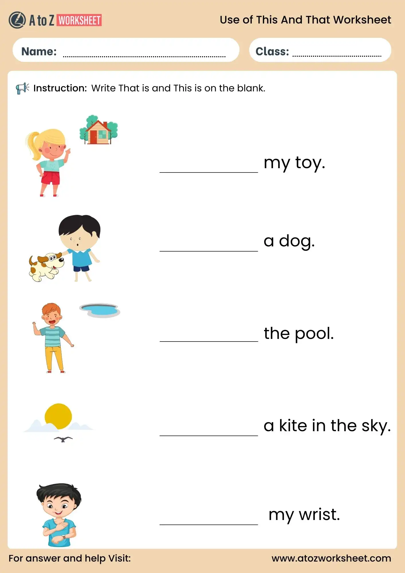 use of this and that worksheet for lkg students