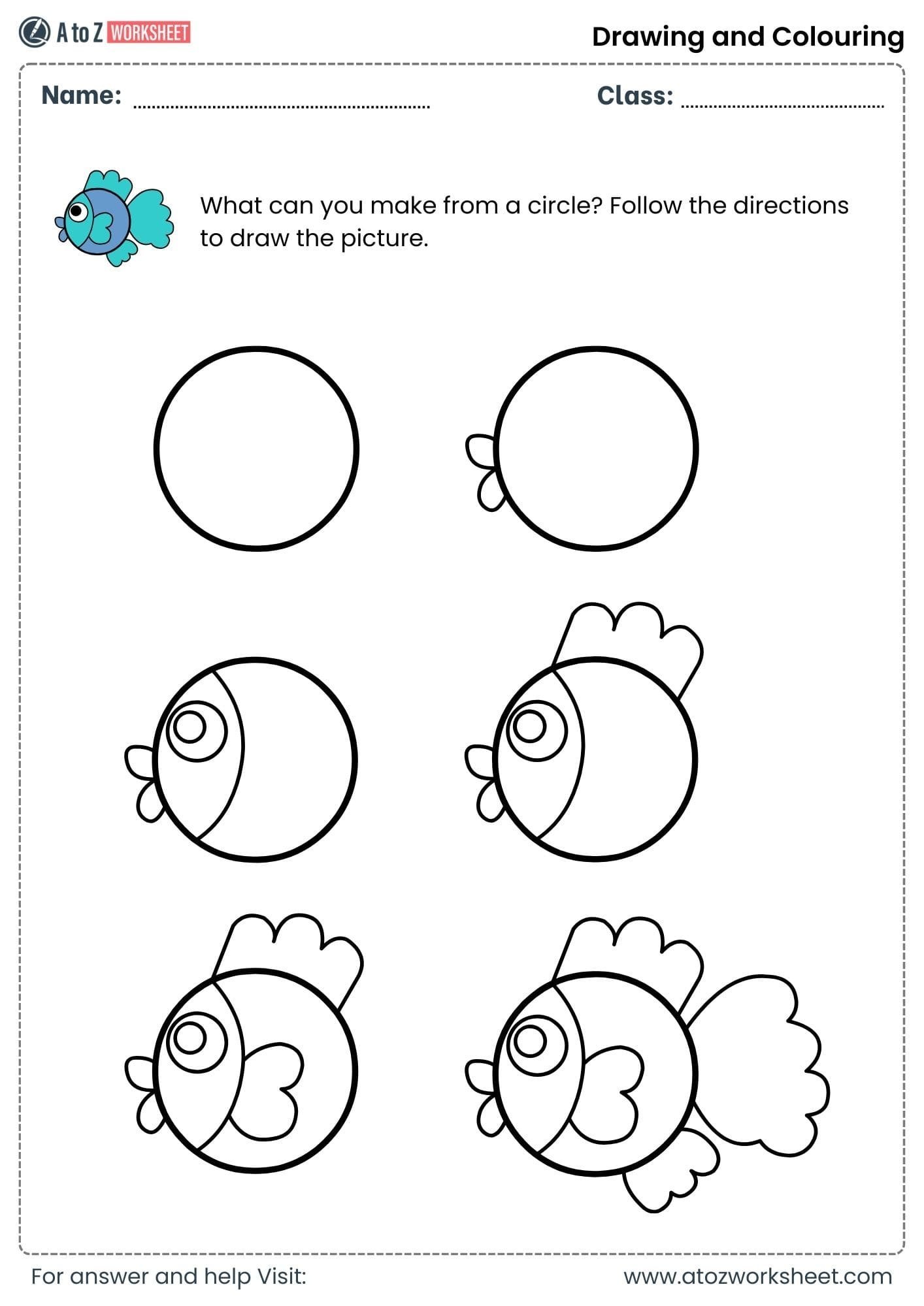 draw cow using circle drawing and colouring worksheets class 3