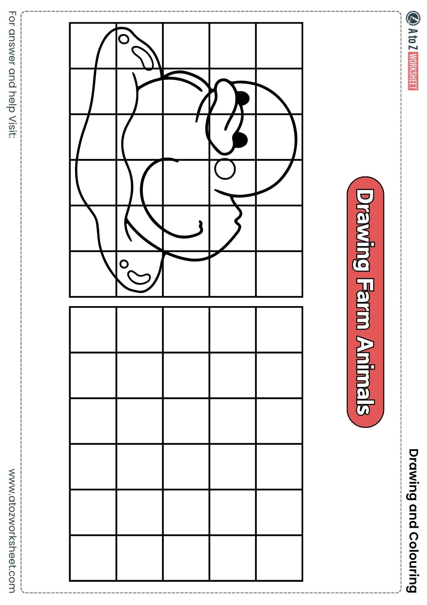 draw walrus grid drawing colouring worksheets class 2
