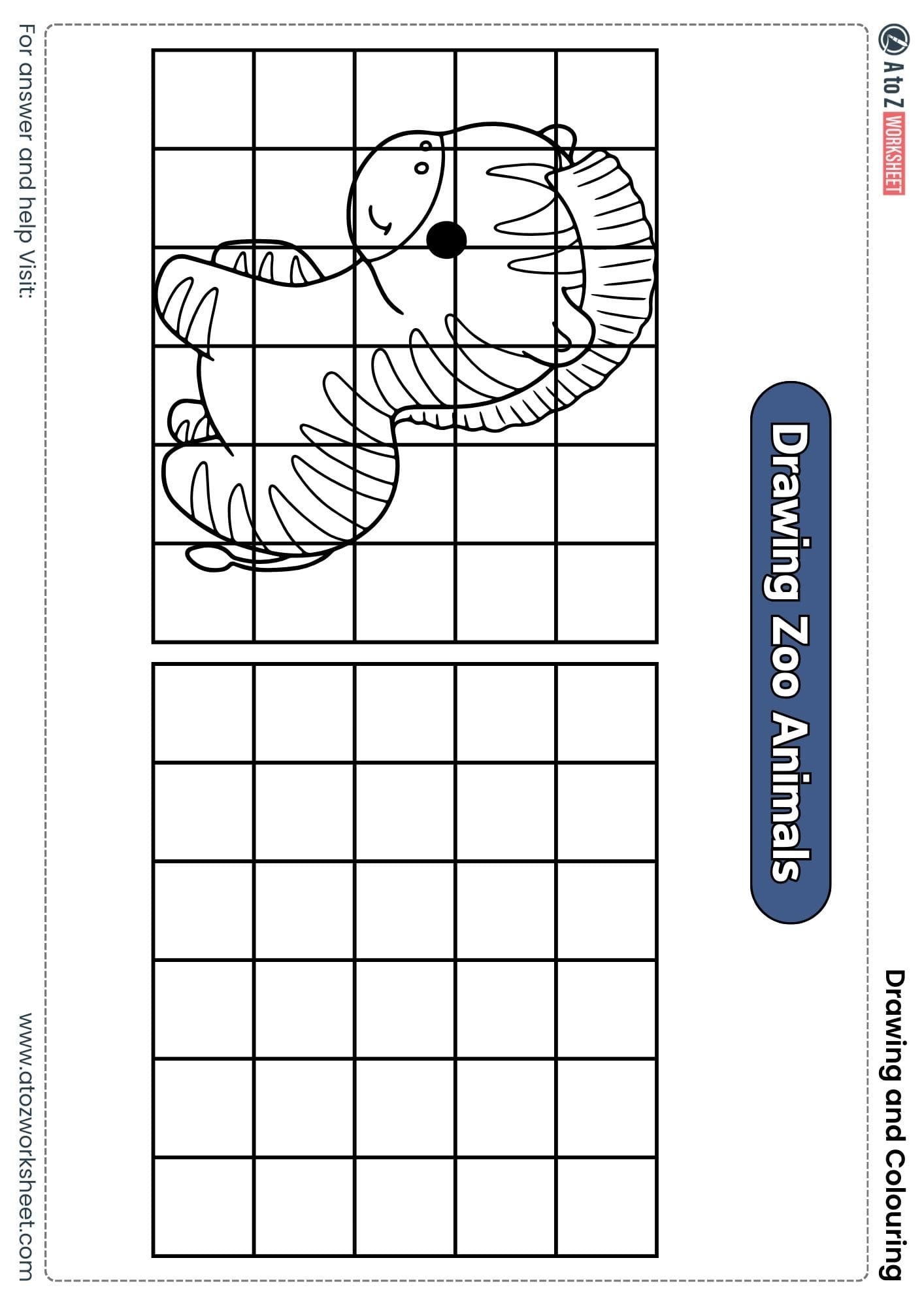 draw zebra grid drawing colouring worksheets for kindergarten