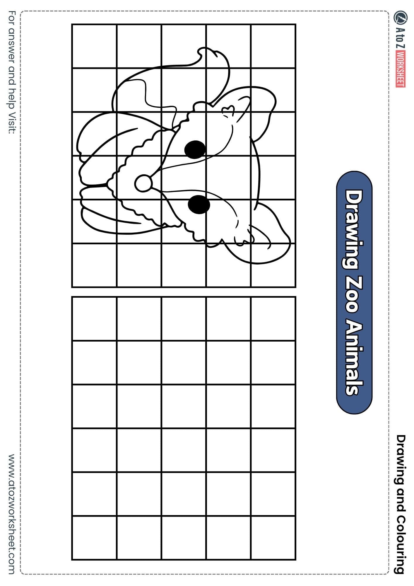 fox grid drawing colouring worksheets class 2 pdf
