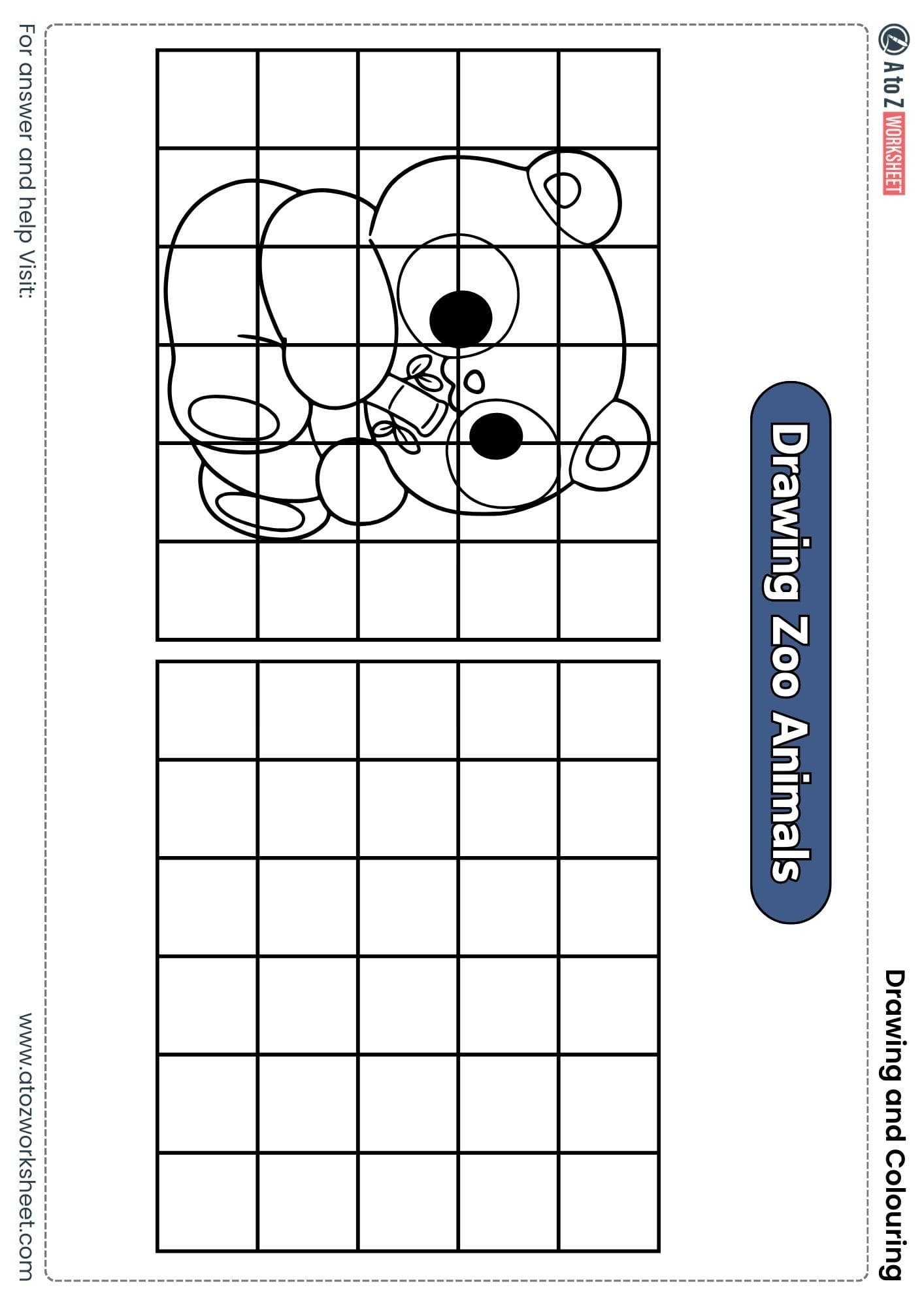 draw panda grid drawing colouring worksheets class 1