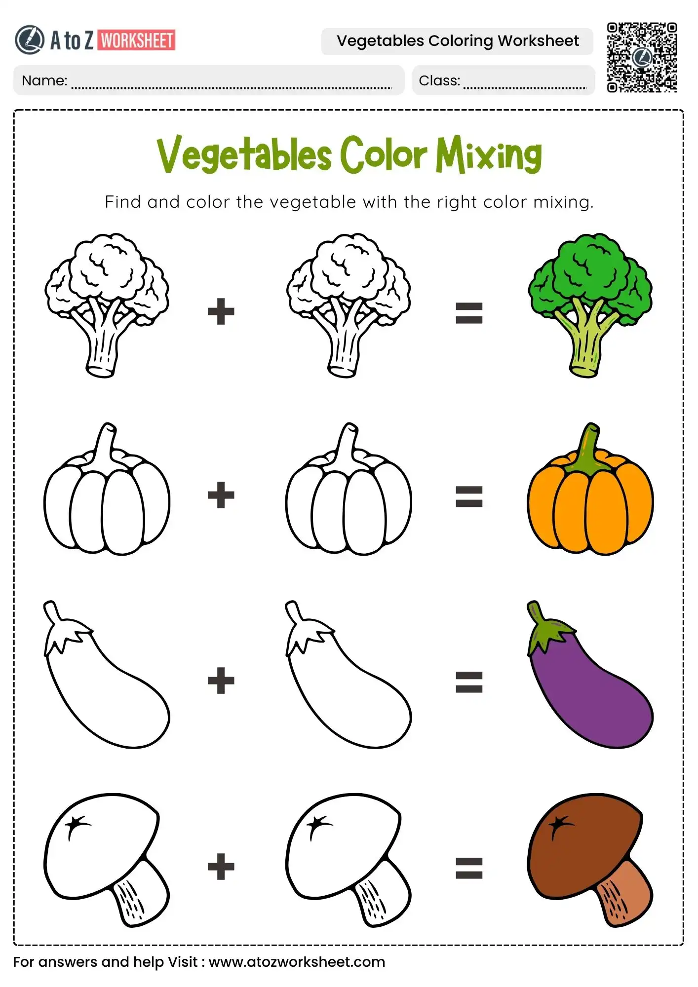 vegetables color mixing activity in vegetables coloring worksheets
