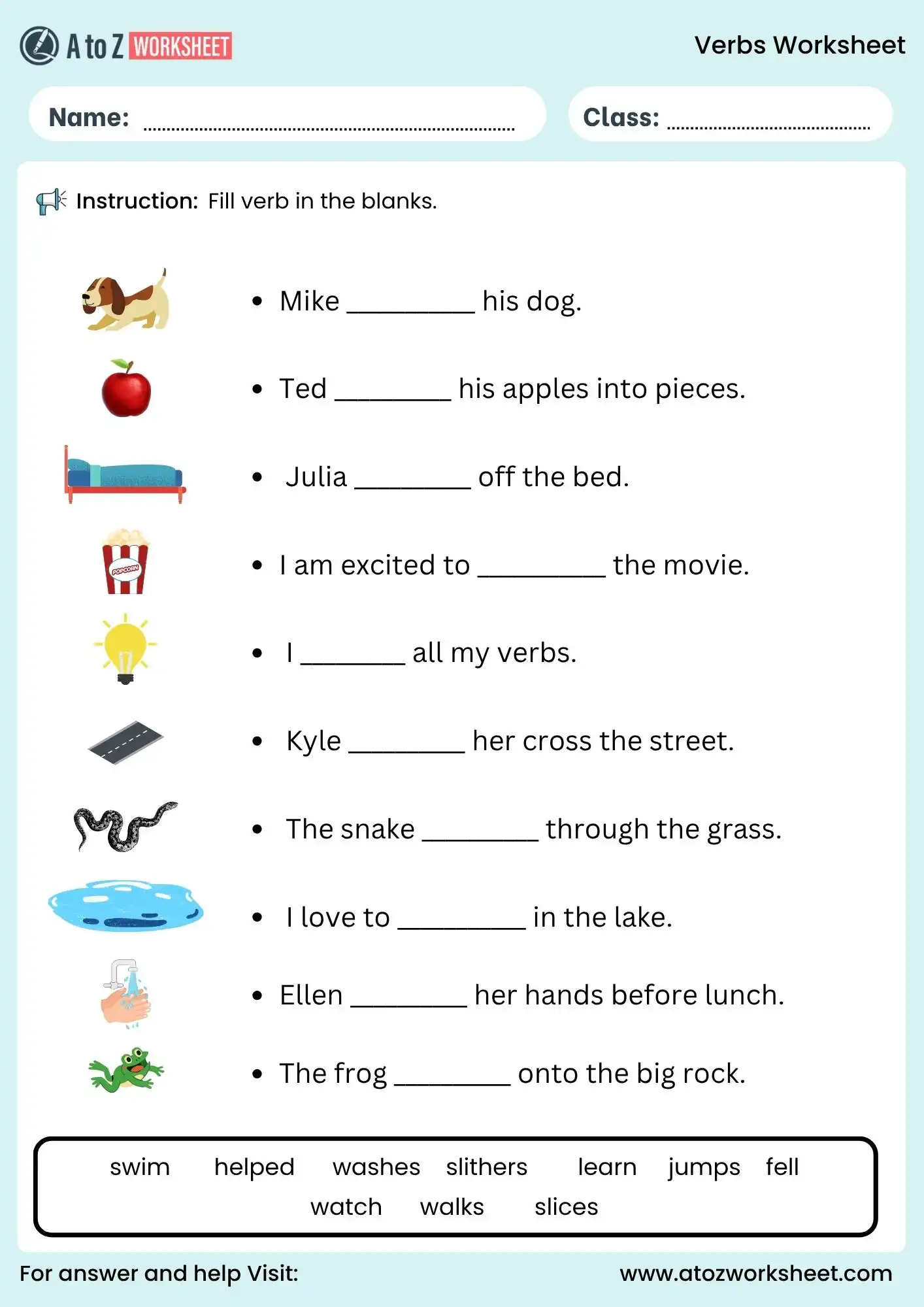 verbs worksheets fill in the blanks grade 2