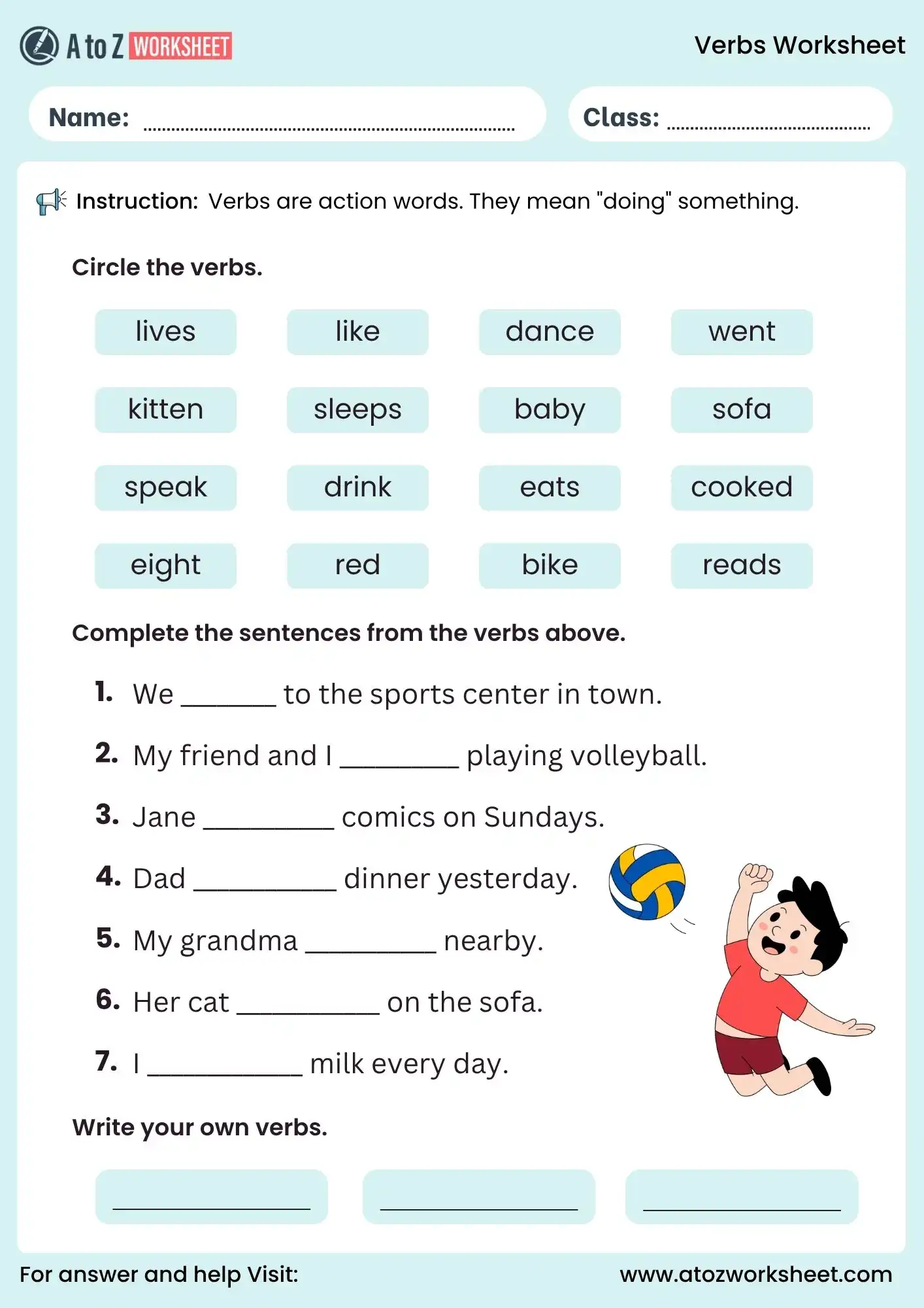 verbs worksheets circle the correct verbs activity