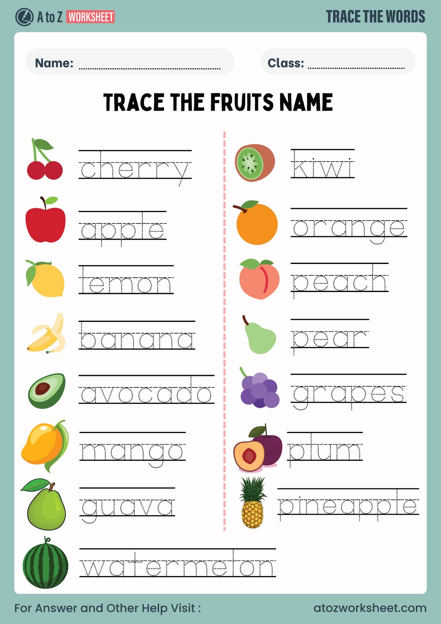 simple words tracing worksheet for kids